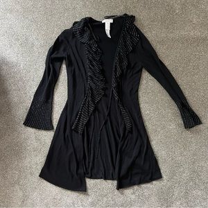 Nine West Long Ruffle Cardigan